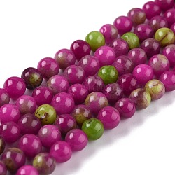 Natürliche weiße Jade Perlen, Runde, gefärbt, Farbig, 6 mm, Bohrung: 1 mm, ca. 58~61 Stk. / Strang, 37.5~38.5 cm
