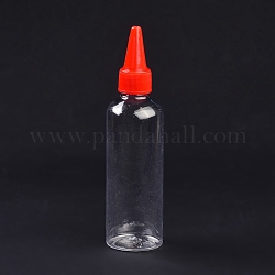 (venta de liquidación defectuosa: cero), botella vacía de plástico para líquido, tapa superior de boca puntiaguda, rojo, 15.3x3.9 cm, capacidad: 100ml (3.38 fl. oz)