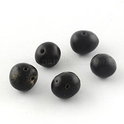 Risultati dei monili buddismo, perline bodhi naturale, tinto, rotondo e piatto, tinto, nero, 11~11.5x12.5~14.5x12.5~14.5mm, Foro: 1.5 mm