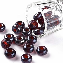 Transparente Farben Glanzglas runde Perlen, Rundloch, Kokosnuss braun, 3~5x9~10 mm, Bohrung: 2.5 mm, ca. 73 Stk. / 50 g