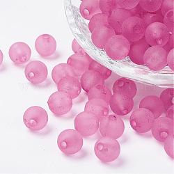 Transparent Acrylic Beads, Round, Frosted, Pearl Pink, 4mm, Hole: 1mm, about 14000pcs/500g