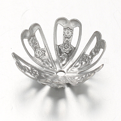 6 304 -petal Edelstahl Blume Perlkappen, ausgefallene Perlenkappen, Edelstahl Farbe, 17x6 mm, Bohrung: 1.5 mm