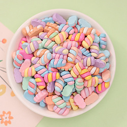 Cabochon decodensati in resina opaca imitazione cibo, colpi di scena di marshmallow arcobaleno, colore misto, 15x8x5.5mm