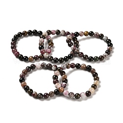 Natürlichen Turmalin Perlen Stretch-Armbänder, Runde, Innendurchmesser: 2-1/8~2-1/4 Zoll (5.3~5.7 cm)
