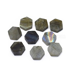 Кабошоны из натурального лабрадорита, шестиугольник, 9.5x11x4 мм