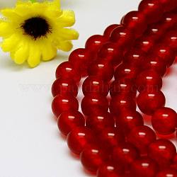Natürliche Malaysia Jadeperle Stränge, Runde gefärbt Perlen, rot, 8 mm, Bohrung: 1 mm, ca. 48 Stk. / Strang, 15 Zoll