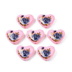 Perles acryliques opaques, cœur, rose, 16x19x8mm, Trou: 2mm