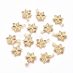 304 Stainless Steel Pendants, Snowflake, for Christmas, Golden, 14x9.5x1mm, Hole: 1.2mm