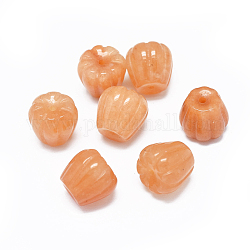 Perles d'aventurine rouge naturelle thème automne, citrouille, 10~11.5x9~10mm, Trou: 1.2mm