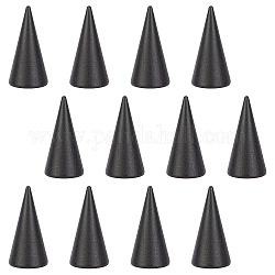 Nbeads 12Pcs Wood Ring Display Frame, Cone with Flat Bottom, Black, 2.45x5cm