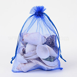 Sacs-cadeaux en organza avec cordon de serrage, pochettes à bijoux, fête de mariage cadeaux de noël sacs-cadeaux, bleu, 18x13 cm