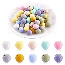 100Pcs Silicone Beads 15mm Multifaceted Round Silicone Beads Bulk Polygonal Silicone Beads Set for DIY Necklace Bracelet Key Chain Craft Jewelry Making, Mixed Color, 15mm, Hole: 2mm