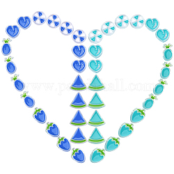 Sunnyclue 40 pièces 10 perles acryliques en émail transparent de style, plat rond & fraise & ananas & pastèque & coeur, bleu royal, 4 pièces / style