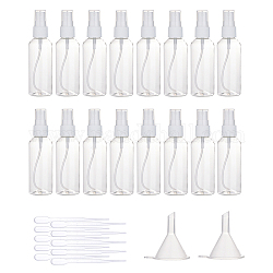 Ensembles de vaporisateurs de parfum en plastique transparent pour animaux de compagnie 80 ml, avec trémie d'entonnoir en plastique pp et compte-gouttes en plastique pe, épaule ronde, clair, 128.5x36.5mm, capacité: 80 ml, 32 pièces / kit