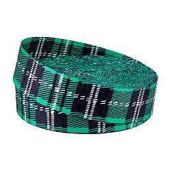 Cintas de poliéster, cinta de jacquard, cinta tirolesa, patrón de la raya, verde, 1-1/2 pulgada (38 mm), aproximamente 15 yardas / rodillo