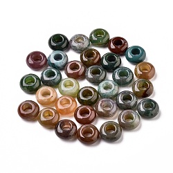 Natural Indian Agate European Beads, Large Hole Beads, Rondelle, 12x6mm, Hole: 5mm