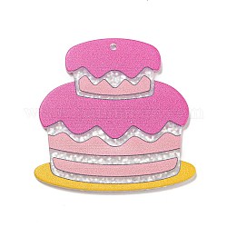 Акриловые подвески, торт, розовые, 38x39x2 мм, отверстие : 1.6 мм
