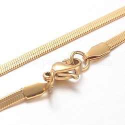 304 Edelstahl Schlangenkette Halsketten, mit Karabiner verschlüsse, golden, 17.7 Zoll (45 cm), 2.6x0.4 mm