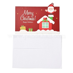 Christmas Theme Greeting Cards, with White Blank Envelopes, Xmas Gifts Cards, Dark Red, Santa Claus Pattern, 100x140x0.3mm