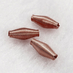 Perline molla in acciaio, perline bobina, riso, rame rosso, circa 4 mm di larghezza, 9 mm di lunghezza, Foro: 1 mm