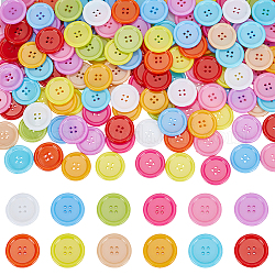 Craspire 240 Uds. Botón de plástico de 12 colores, botón redondo de resina colorido, 4 agujeros, botones artesanales de 30mm para confeccionar ropa, manualidades, costura, tejido de ganchillo
