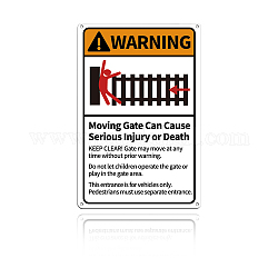 Señales de advertencia de aluminio con protección UV e impermeables, advertencia la puerta en movimiento puede causar lesiones graves o la muerte, colorido, 30x20 cm, agujero: 4 mm