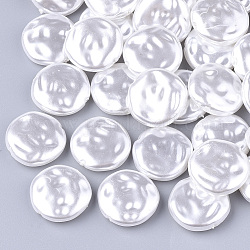 Eco-Friendly ABS Plastic Imitation Pearl Beads, High Luster, Flat Round, Creamy White, 18x5mm, Hole: 1mm
