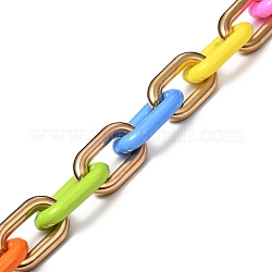 Chaînes de câbles en plastique acrylique opaque et ccb faites à la main, ovale, pour la fabrication de chaînes de sacs à main, or, colorées, 31x19x5.5 & mm 28x17x5 mm