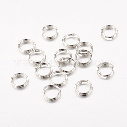 Iron Split Rings, Double Loops Jump Rings, Cadmium Free & Lead Free, Platinum, 6x1.4mm, about 5.3mm inner diameter, about 9500pcs/1000g