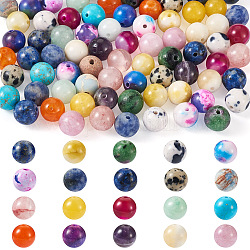 Kissitty 100pcs 20 estilos de cuentas de piedras preciosas naturales mixtas, redondo, color mezclado, 8~8.5mm, agujero: 0.8~1 mm, 5 piezas / style