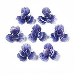 Kunststoff-Perlen, Blume, Schieferblau, 17x18x7 mm, Bohrung: 0.8 mm