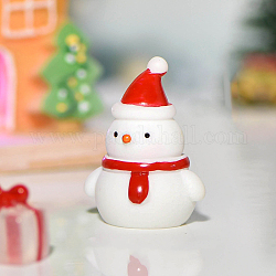 Christmas Themed Resin Snowman Figurine, Micro Landscapes Ornament Accessories, Red, 36x29mm