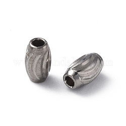 201 perline in acciaio inossidabile, barile, colore acciaio inossidabile, 5x3mm, Foro: 1.2 mm