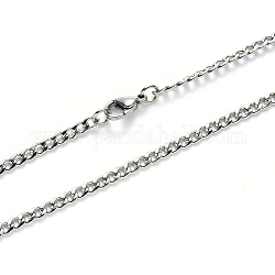 304 de acero inoxidable collar de cadena de eslabones cubano de los hombres, con cierre de pinza, color acero inoxidable, 19.68 pulgada (50 cm), link: 4.5x3x0.8 mm