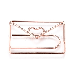 Envelope with Heart Shape Iron Paperclips, Cute Paper Clips, Funny Bookmark Marking Clips, Rose Gold, 19x30x3.5mm