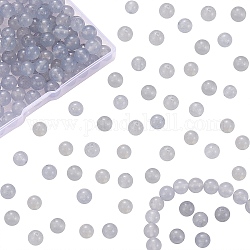 Kits de fabricación de pulseras teñidas de diy, Incluye cuentas redondas de jade natural blanco teñido de 8 mm, hilo elástico, gris, 8mm, agujero: 1 mm