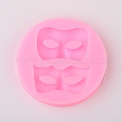Mask Design DIY Food Grade Silicone Molds, Fondant Molds, For DIY Cake Decoration, Chocolate, Candy, UV Resin & Epoxy Resin Jewelry Making, Random Single Color or Random Mixed Color, 71x12mmk, Inner Size: 24x42mm and 17x45mm