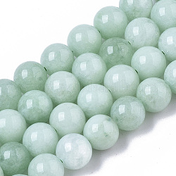 Chapelets de perles de quartz naturel, teints et chauffée, imitation jade myanmar / jade birman couleur, ronde, aigue-marine, 8.5x8mm, Trou: 1mm, Environ 47 pcs/chapelet, 15.08 pouce