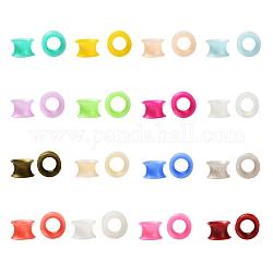 32 pièces 16 couleurs silicone mince oreille jauges chair tunnels bouchons, anneau, couleur mixte, 10mm, Trou: 9.4mm, 2 pcs / couleur