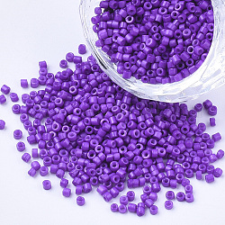 Perlas de cilindro de vidrio, abalorios de la semilla, pintura para hornear, agujero redondo, Violeta Azul, 1.5~2x1~2mm, agujero: 0.8 mm, aproximamente 8000 unidades / bolsa, aproximamente 85~95 g / bolsa