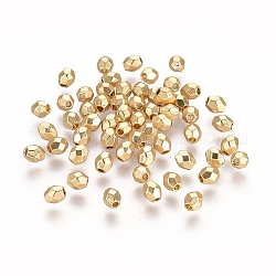 Séparateurs perles en alliage, sans plomb & sans nickel & sans cadmium , facette, ovale, véritable 18k plaqué or, couleur or mat, 3.5x3.5mm, Trou: 1mm