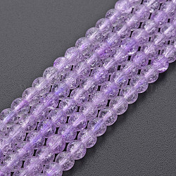 Crackle Glass Beads Strands, Dyed & Heated, Round, Dark Orchid, 4mm, Hole: 0.8mm, about 98~100pcs/strand, 15.35 inch(39cm)