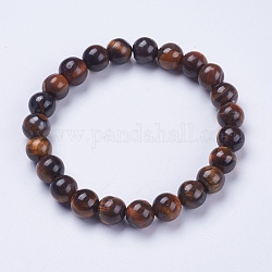 Natürlichen Tigerauge Perlen Stretch-Armbänder, Runde, 2 Zoll (52 mm)