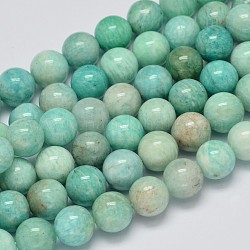 Chapelets de perles en amazonite naturelle, ronde, 12mm, Trou: 1mm, Environ 34 pcs/chapelet, 15.7 pouce