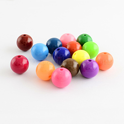Bubblegum chunky perline acrilico rotondo, colore misto, 10mm, Foro: 2 mm, circa 850pcs/500g