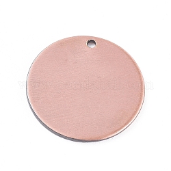 Pendentifs en laiton, plat rond, cuivre rouge brossé, 25x0.8mm, Trou: 1mm