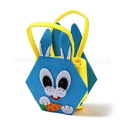 Sacchetto di caramelle di coniglio pasquale in tessuto non tessuto, con maniglie, borsa regalo bomboniere per bambini ragazzi ragazze, cielo blu profondo, 19.5x14x6.5cm