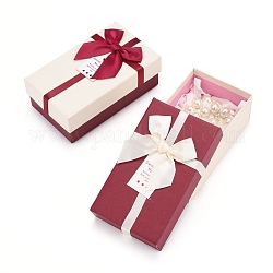 Картонные коробки ювелирных изделий, для ювелирной подарочной упаковки, прямоугольник с бантом, разноцветные, 14.8x8.7x5.4 см