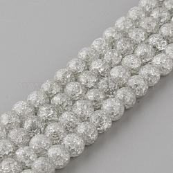 Crackle sintetico perle di quarzo fili, tondo, tinto, grigio chiaro, 6mm, Foro: 1 mm, circa 66pcs/filo, 15.7 pollice