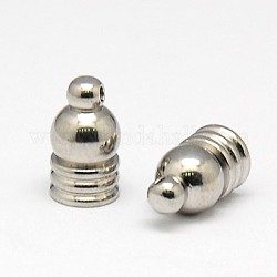201 Stainless Steel Cord Ends, Stainless Steel Color, 12x7mm, Hole: 1mm, Inner Diameter: 5mm